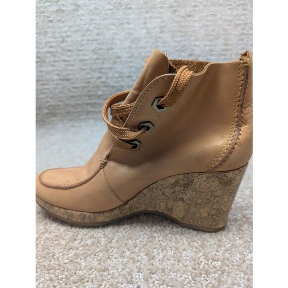 Timberland Booties Women's Wedge 5.5M Leather Upper 86387 Brown Lace Up - Picture 6 of 12